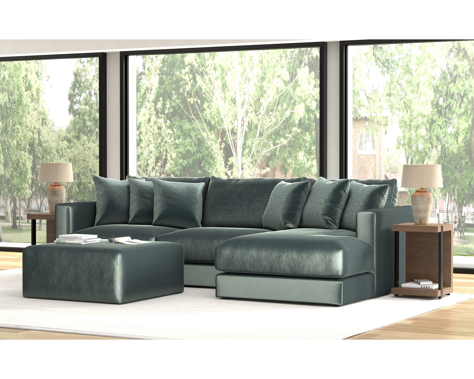 Remington 2245 Stationary Sectional (Includes Pillows) extra wide - Layout B: Three Piece Sectional 131" x 72" (ottoman available) Pine