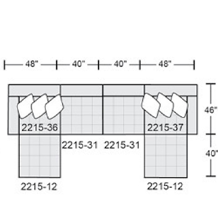 Layout C: Six Piece Sectional 176" x 86"