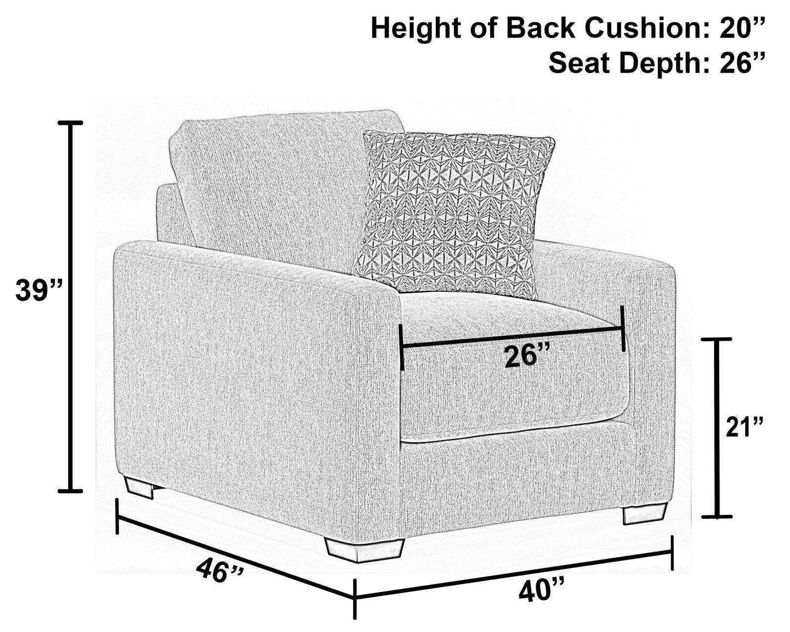 Hyde Park 94" Stationary Sofa (2 colors) includes pillows - Chair Size