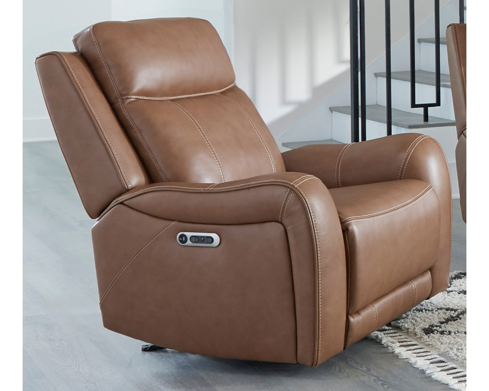 Haywood 86" Power Headrest Power Reclining Leather Sofa (In stock - Fast shipping) - Haywood Power Headrest Power Glider Recliner