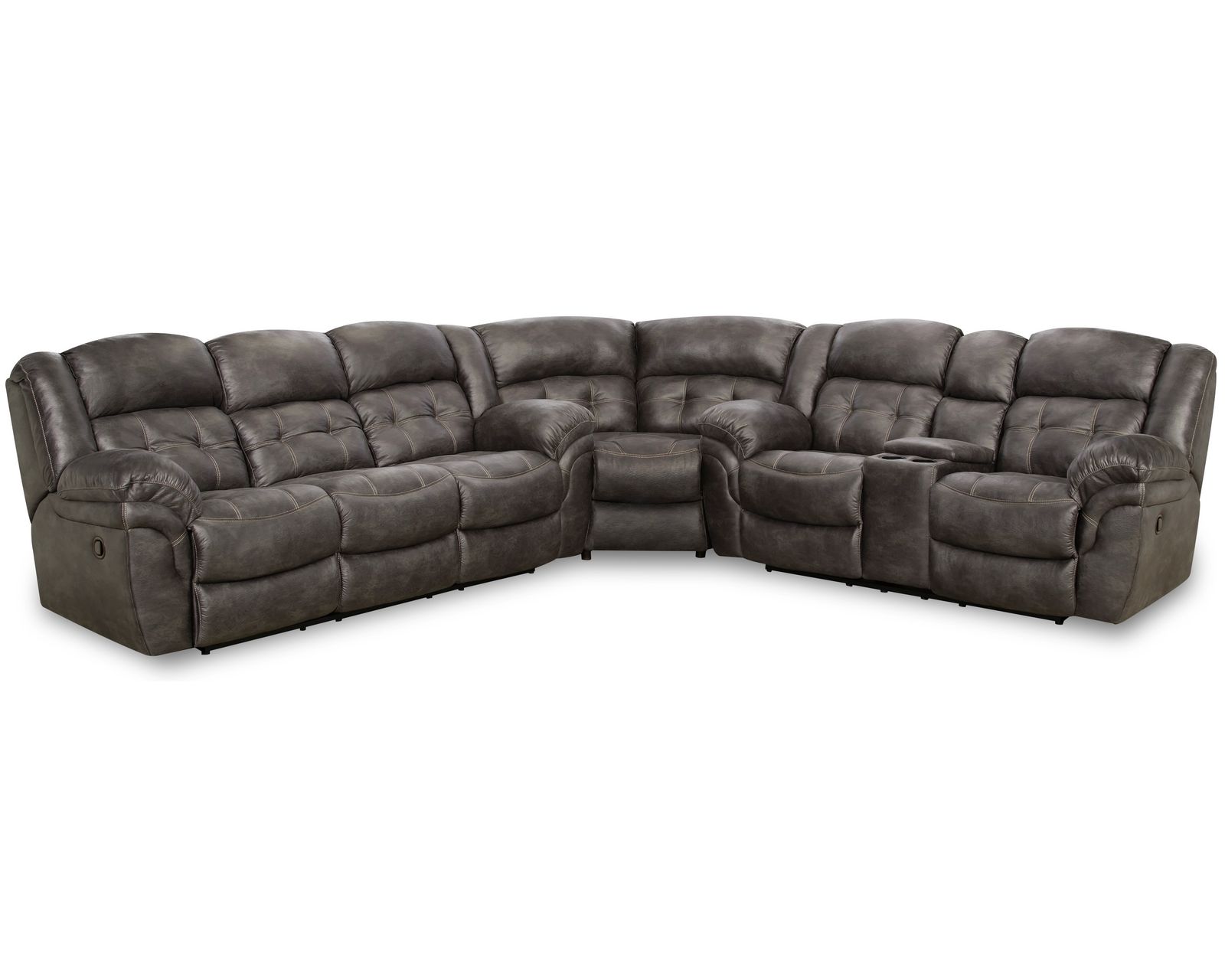 Haven Three Piece Power Reclining Sectional Charcoal (In stock)