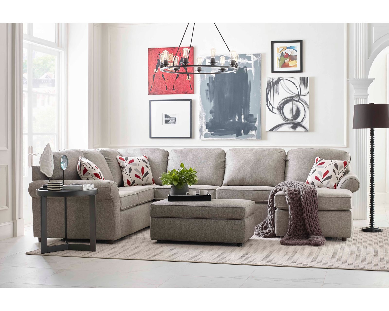 Malibu Stationary Sectional (100 Standard and Performance Fabrics) - Layout H: 93" x 119"