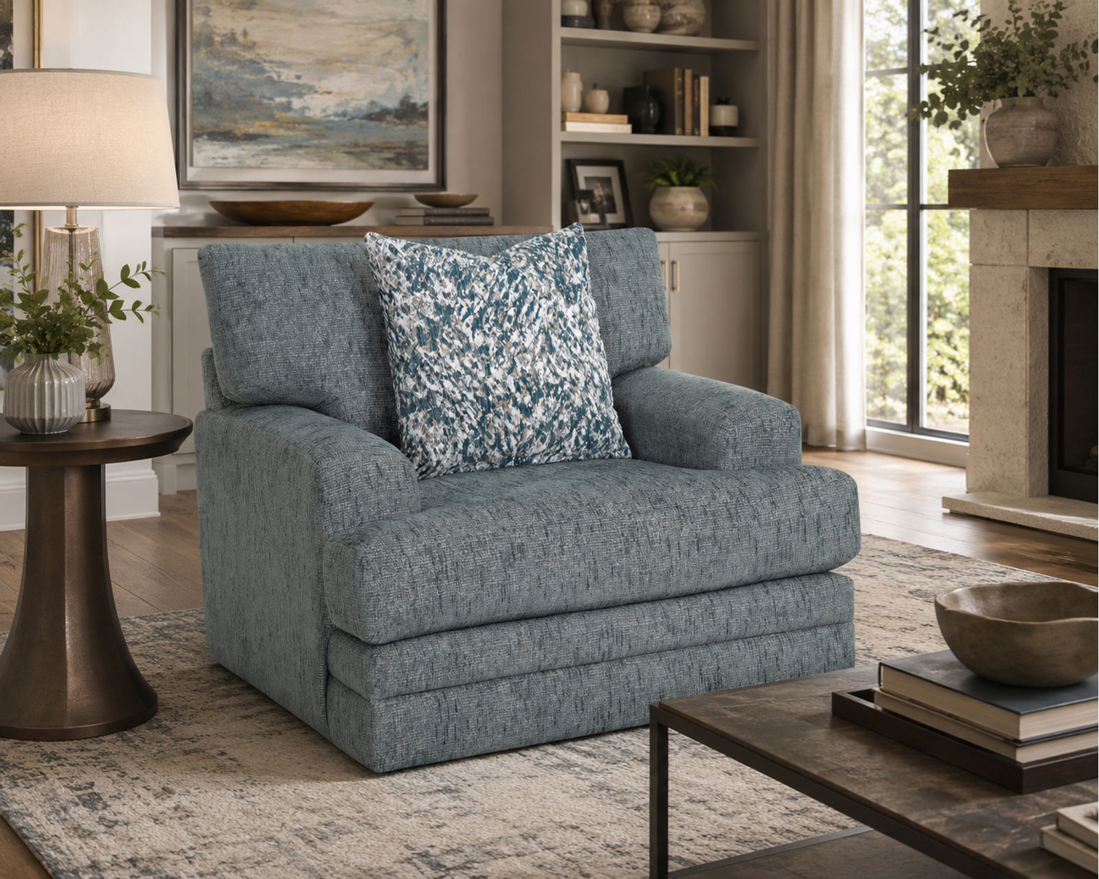Emerald 99" Reversible Chaise Sofa (Bold Color. Flexible Comfort. One Sofa Designed Around You) - Shown in a Durable Long Wearing Polyester Fabric Teal