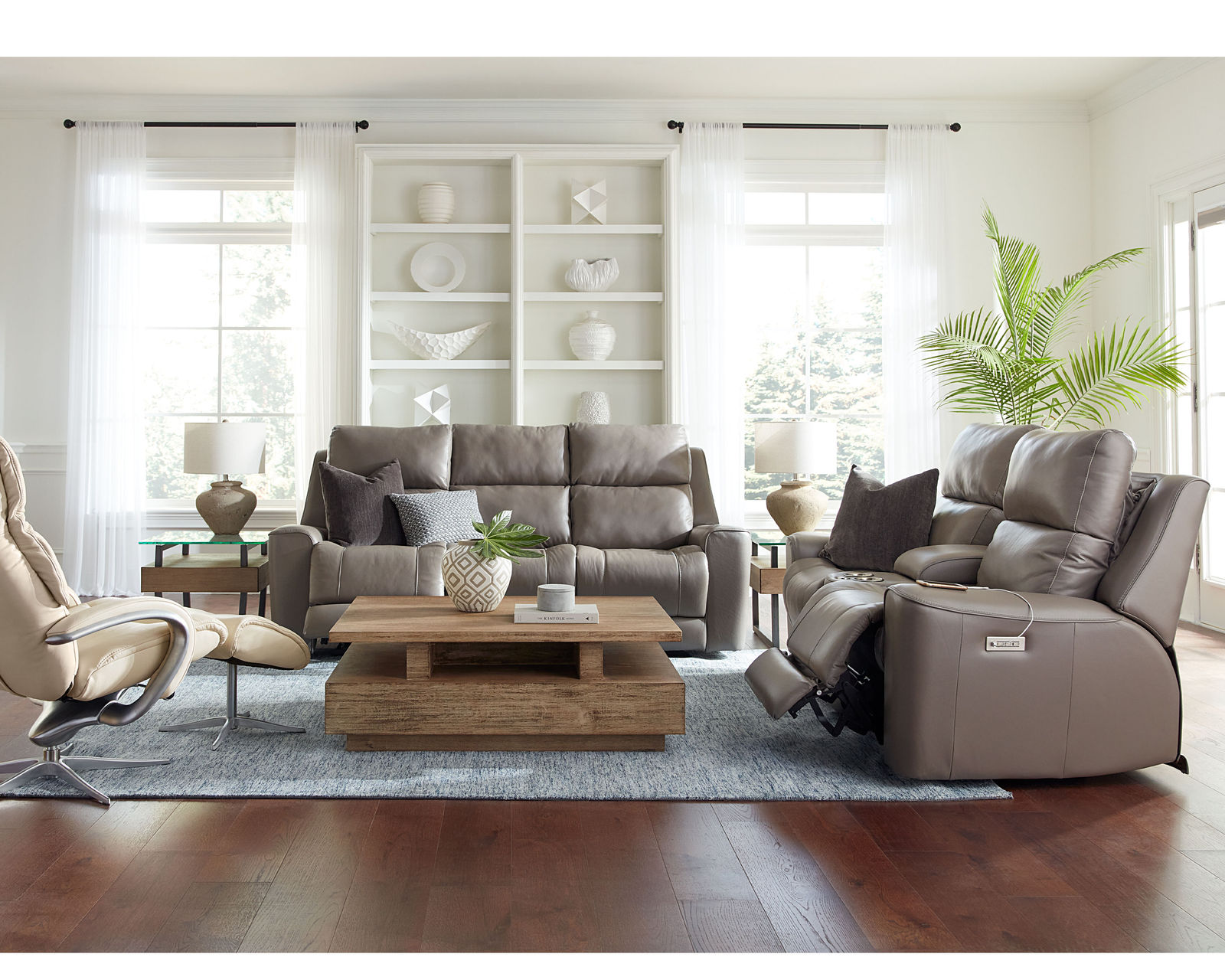 Hastings 41068 Power Headrest Power Reclining 87" Sofa (Made to order) - Shown in leather - Valencia Pewter