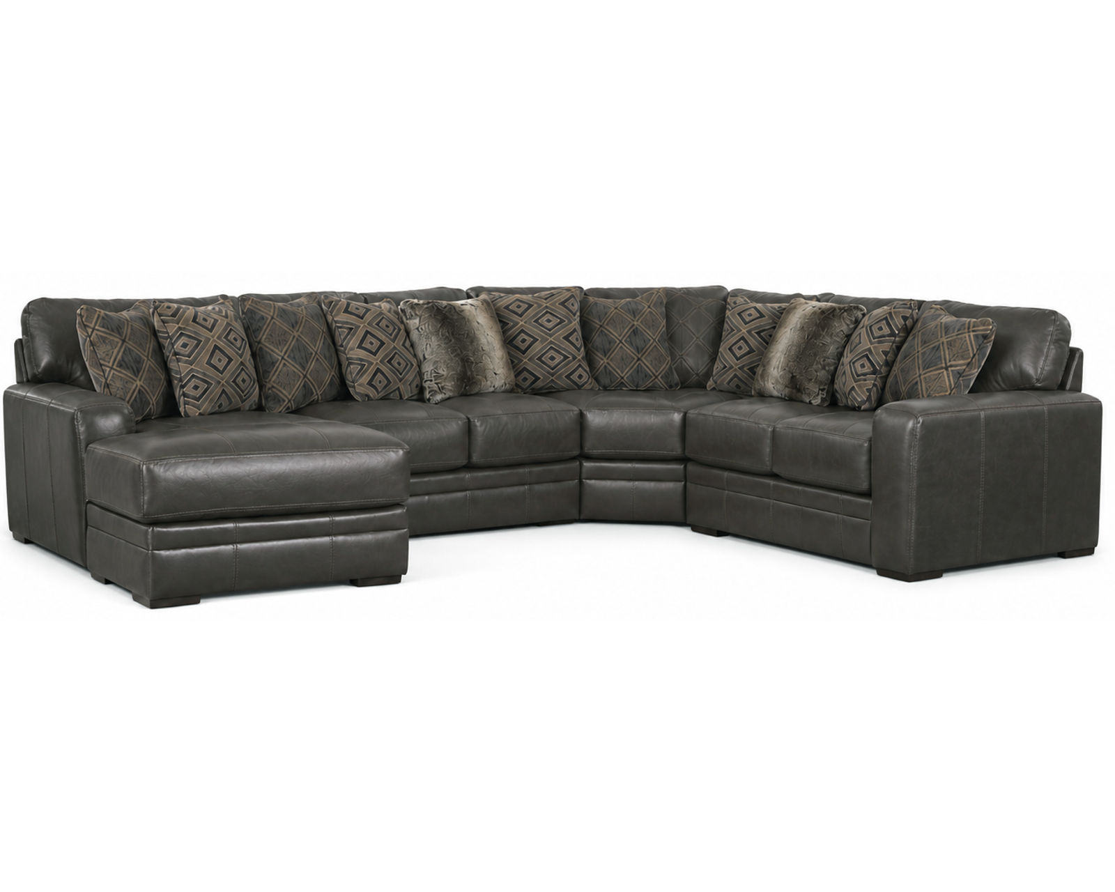 Denali Top Grain Leather Sectional (Includes Pillows) Choice of Colors - Layout E: Three Piece Sectional (Ottoman Not Included) 67" x 163" x 101: