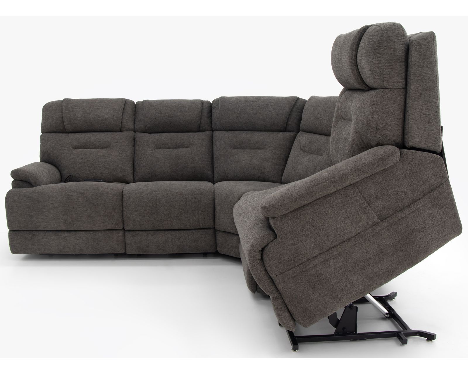 Zofa Zecliner LIFT Power Sleep Modular Sectional with Power Headrest, Lumbar, Heat, & Massage - Layout E: Five Piece Reclining Sectional 105" x 105" (2 lift recliners)