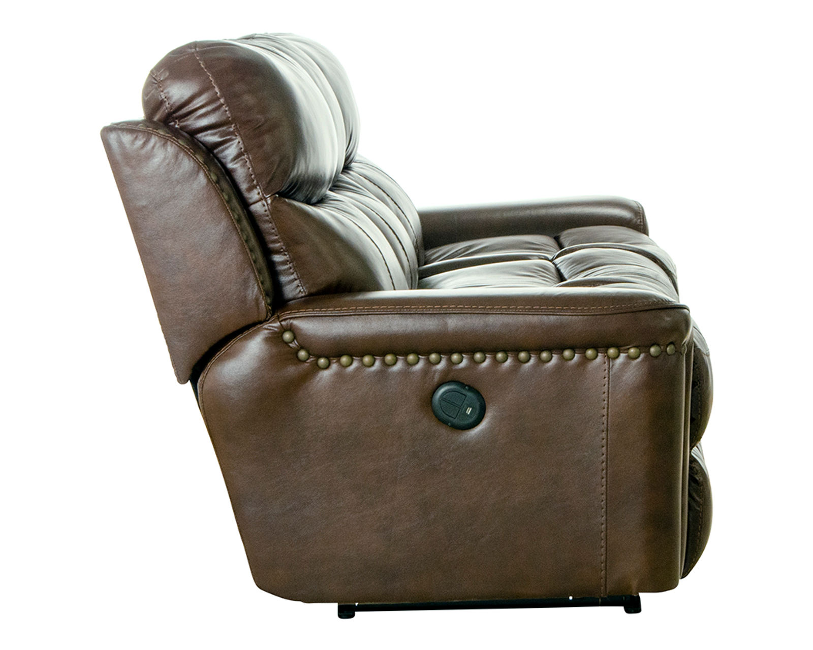 Ceretti 87" Italian Leather Brass Nail Head Power Reclining Sofa - Experience the Catnapper Difference.