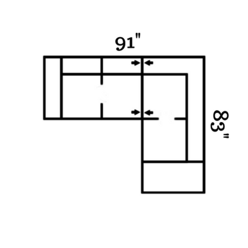 Layout H: Two Piece Sectional 91" x 83"