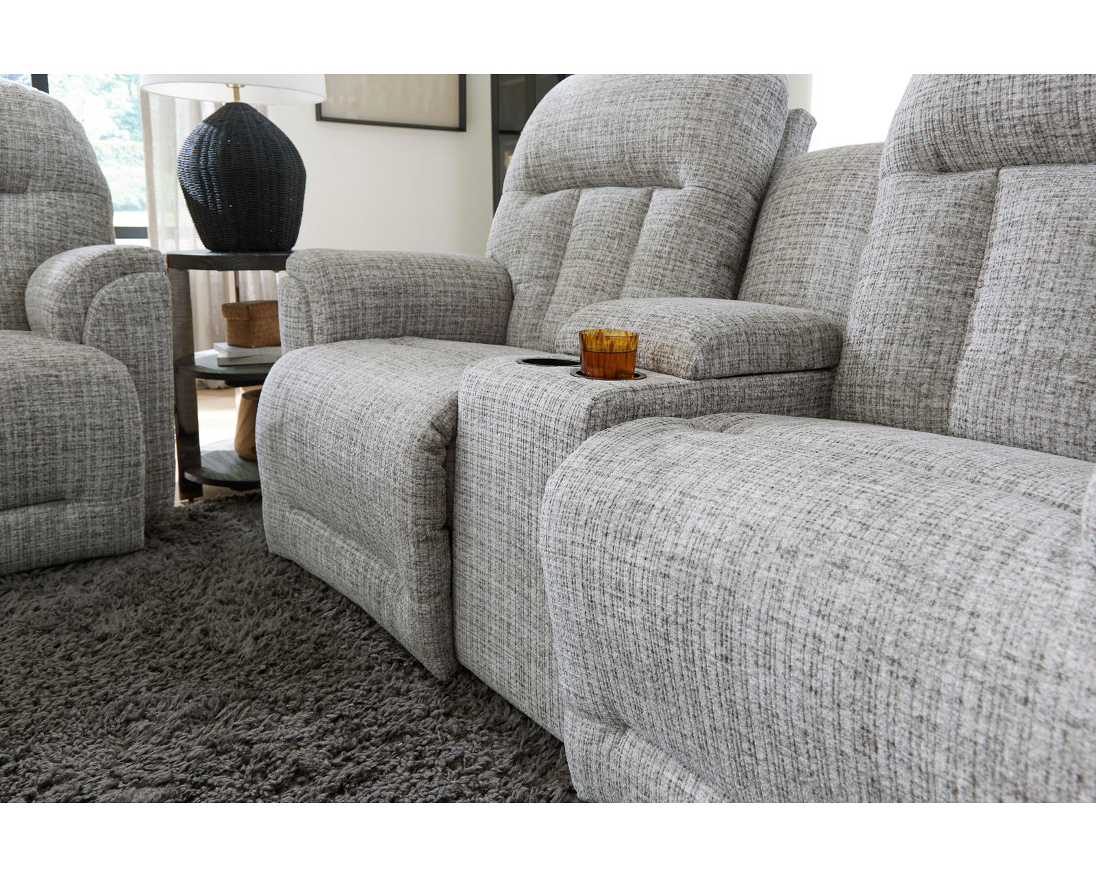 Suitably 88" Double Reclining Sofa (+100 fabrics) - Suitably Double Reclining Console Loveseat