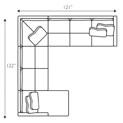 Layout E: Four Piece Sectional 122" x 121"