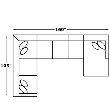 Layout I: Four Piece Sectional 103" x 160"
