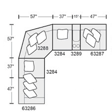 Layout H: Six Piece Sectional 141" x 156" (2 recliners)