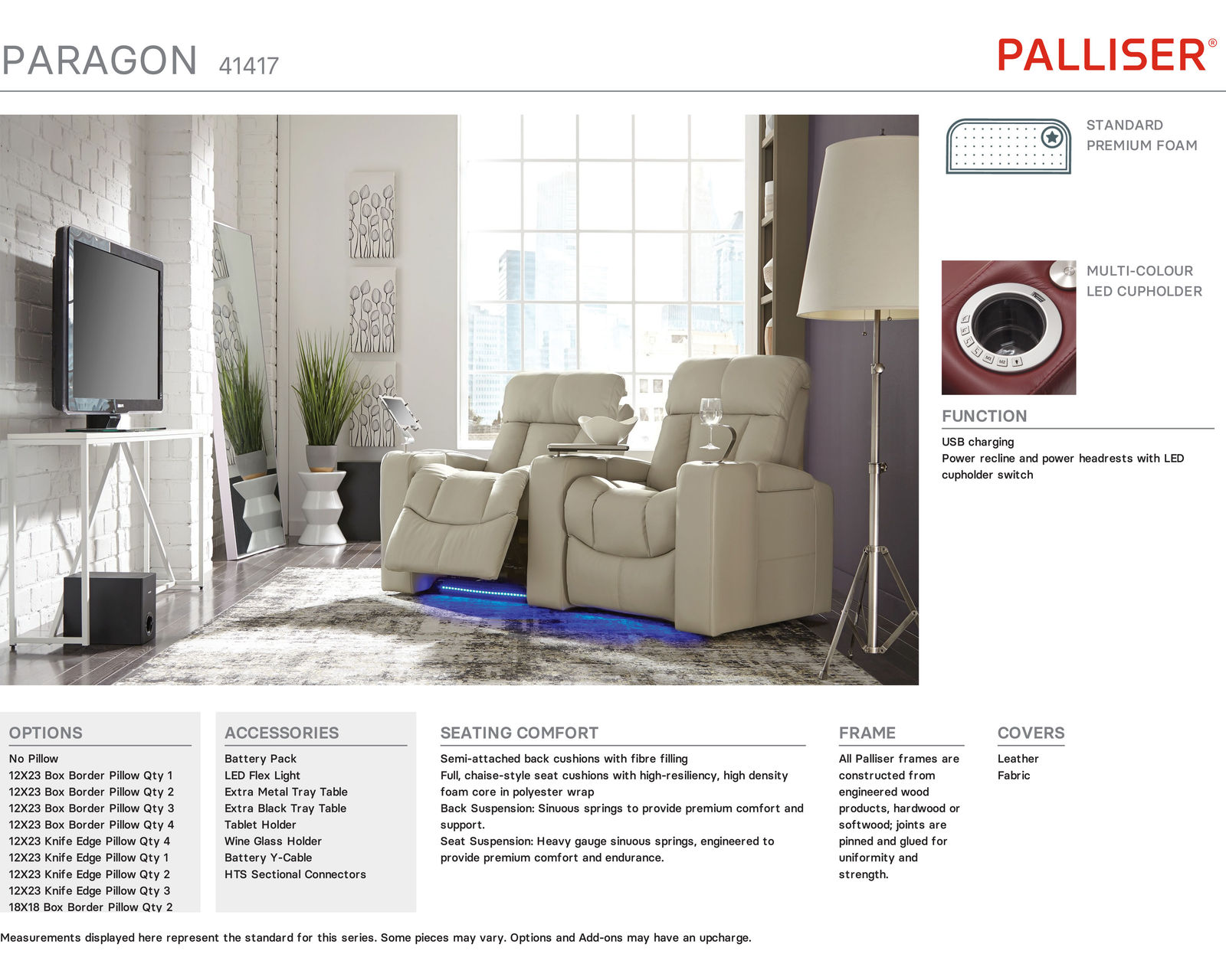 Paragon 41417 Power Reclining Home Theater Sectional (+200 colors)
