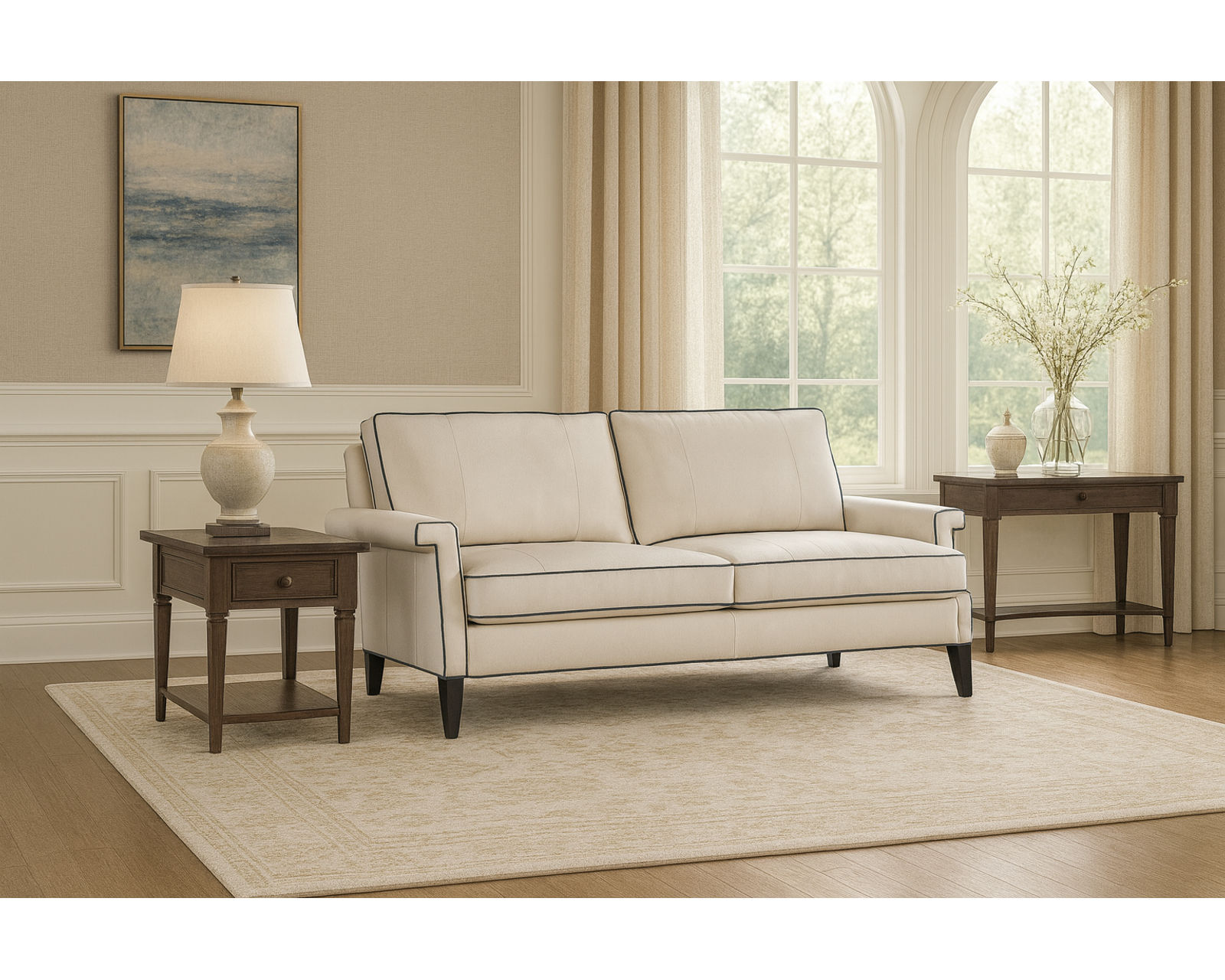 Bradington Young Emyrsen 624 Sofa (12 leathers) 8-Way Hand Tie - Emyrsen Stationary Sofa 8-Way Hand Tie
