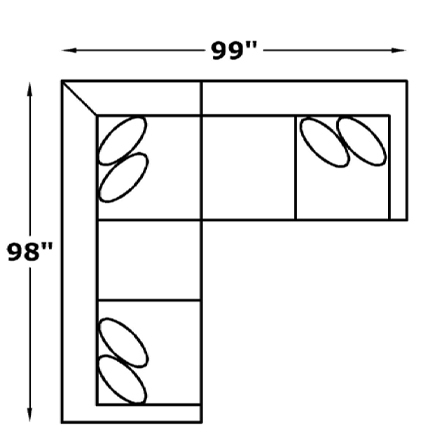 Layout A: Two Piece Sectional 98" x 99"