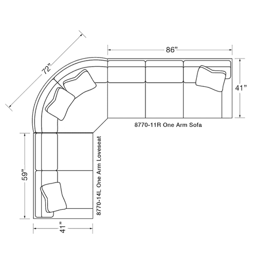 Layout K: Three Piece Sectional (95" x 122")