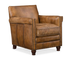 Potter Leather Nailhead Club Chair (Brown) In stock