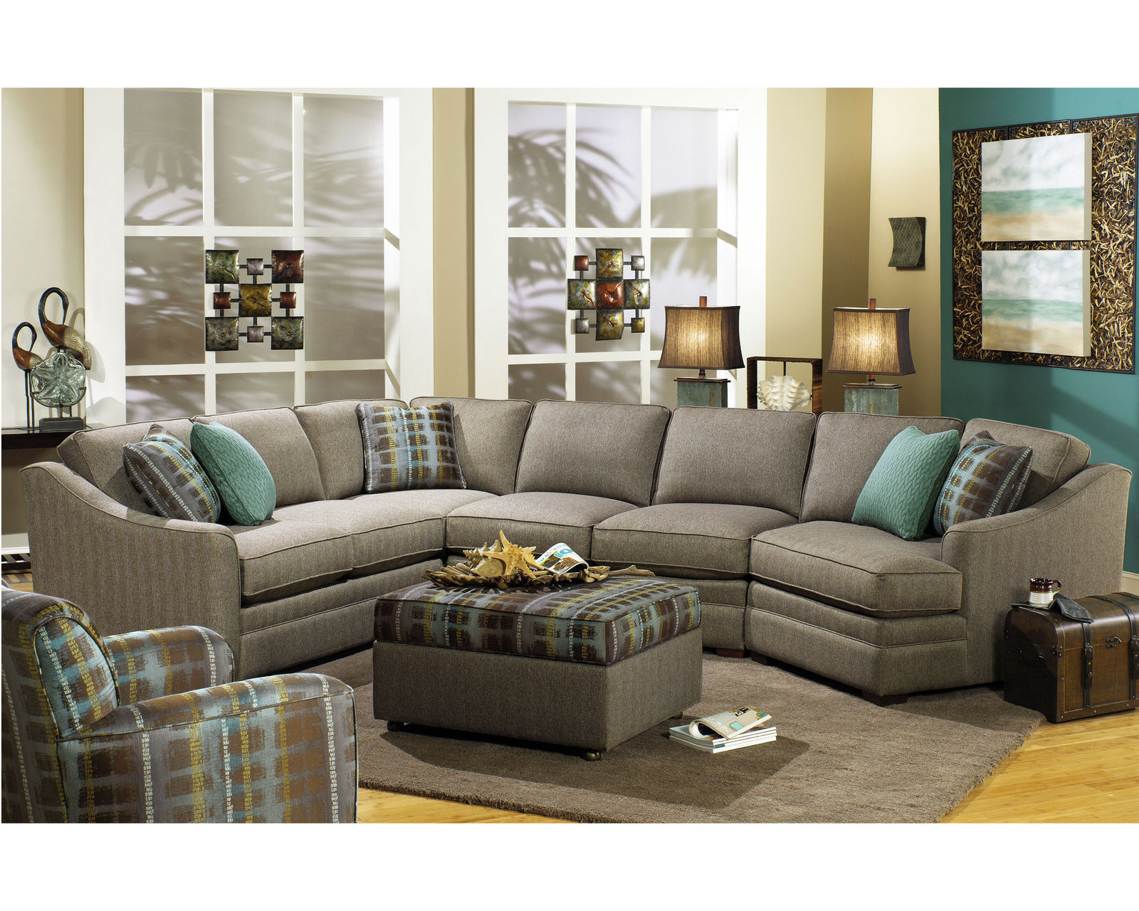F9 Stationary Sectional (100+ Performance fabrics) Make it Yours - Sectional Layout J: Slope arms with box cushion