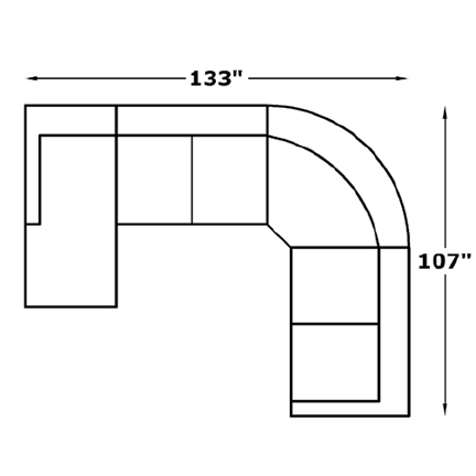 Layout K: Four Piece Sectional 133" x 107"