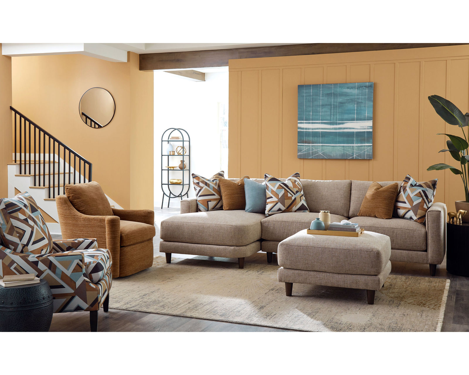Chicago 7352 Modular Sectional (+100 performance fabrics) - Layout D: Three Piece Sectional 60" x 120" (ottoman available)