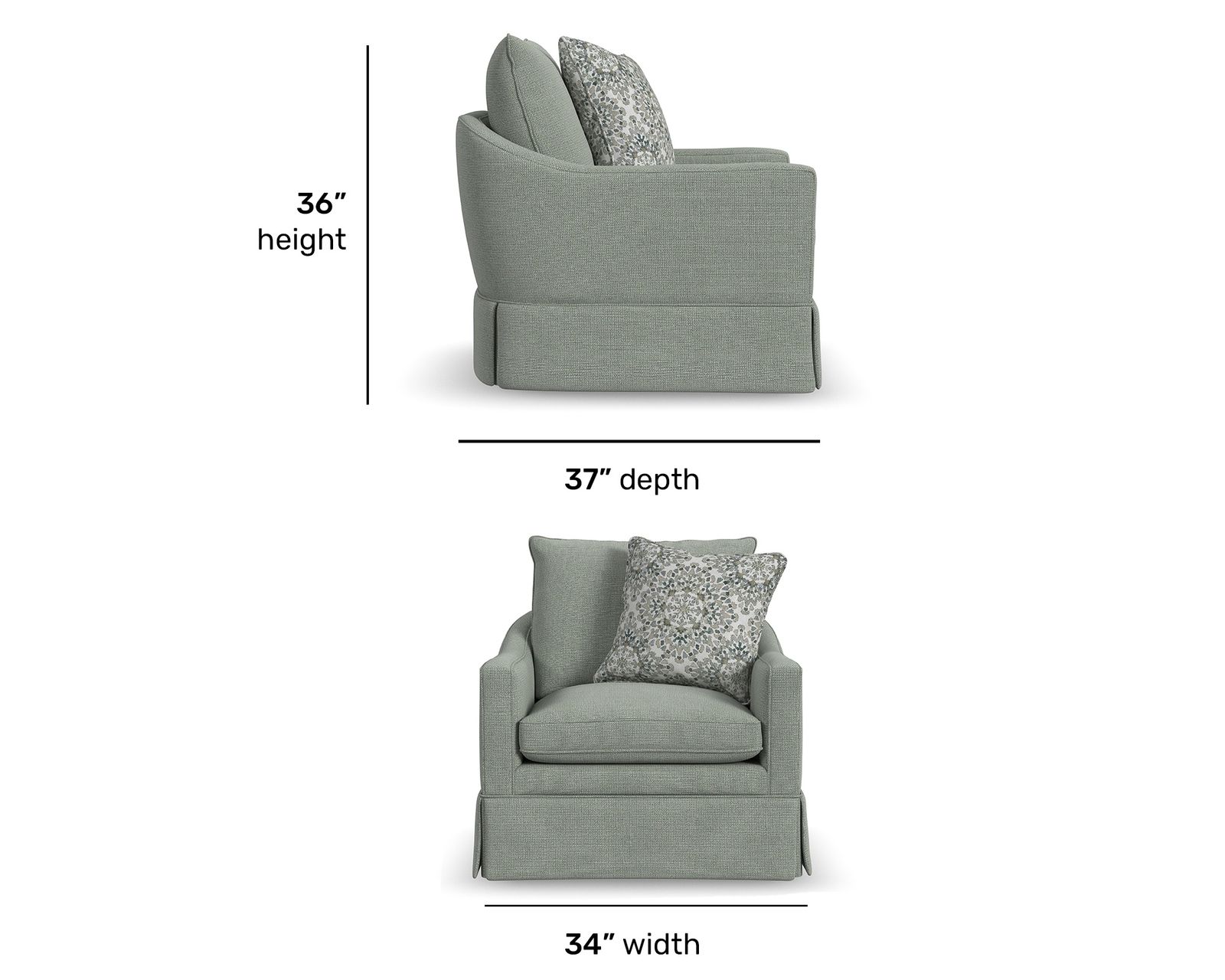 Eleanora 7572 Skirted Accent Chair (+100 fabrics)