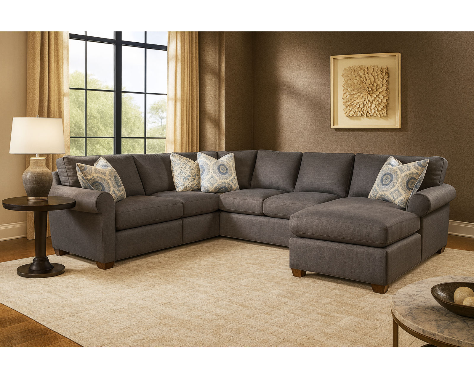 Bedford Four Piece Chaise Sectional (+69 fabrics) - Layout B: Four Piece Sectional 102" x 124" x 68"