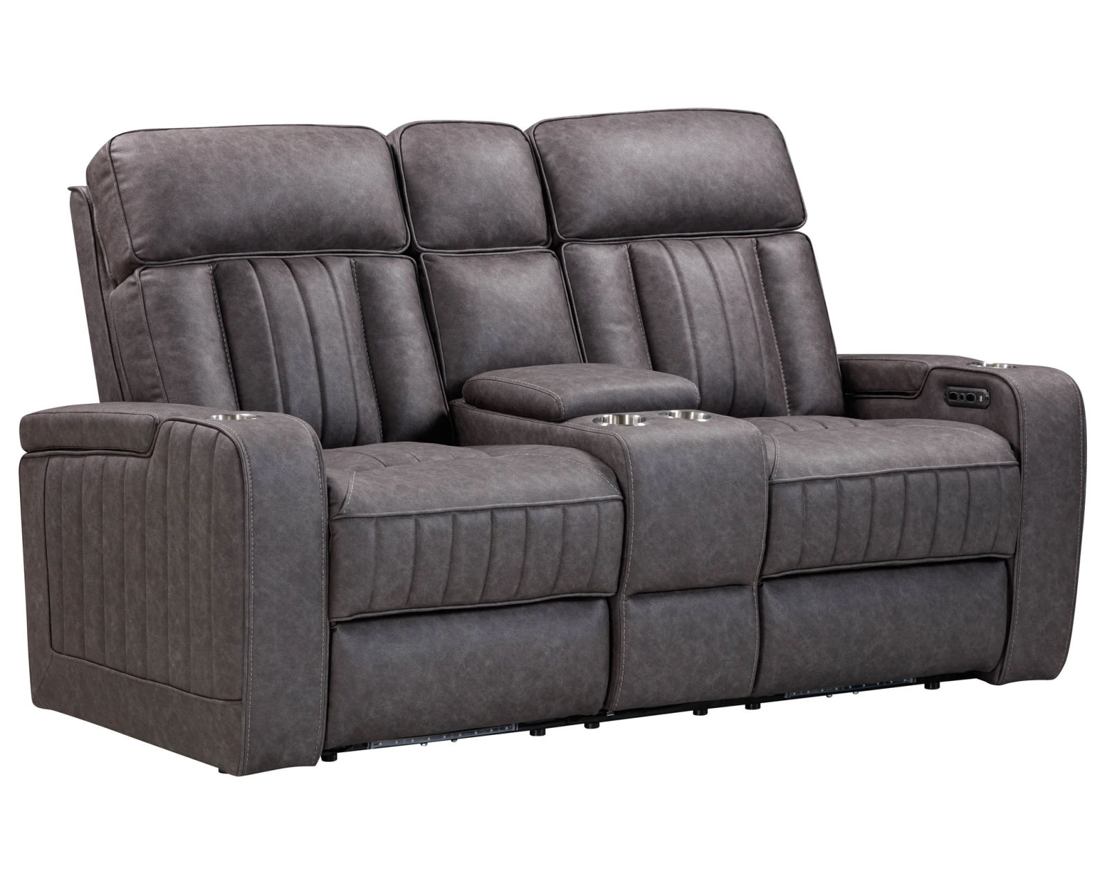 Equinox 85" Power Headrest Power Reclining Sofa w/ Dropdown Table Mercury (In stock - Fast shipping) - Equinox Power Headrest Power Reclining Console Loveseat
