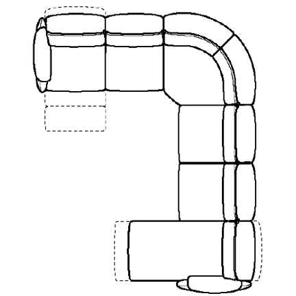 Layout H: Six Piece Reclining Sectional 121" x 151" (3 recliners)