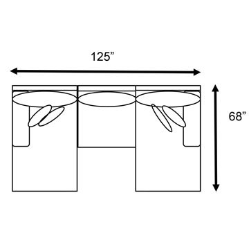 Layout C: Three Piece Sectional - 125" x 68"