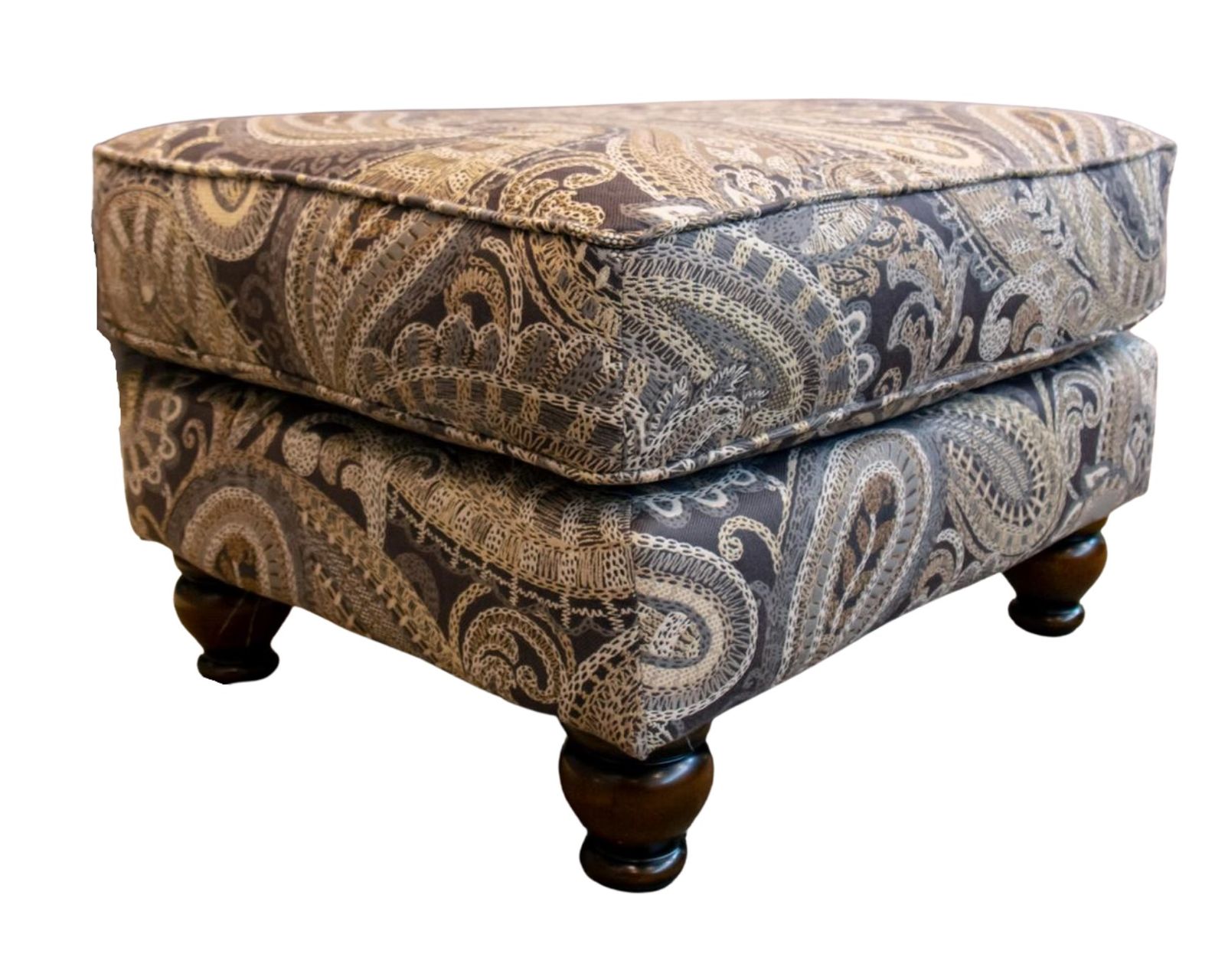 Carys Doe 96" Sofa (includes pillows) in stock - Capernicus Cobblestone 25" x 31" Ottoman