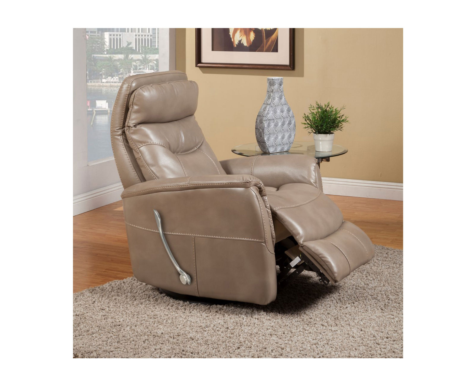 Gemini Cordless Power Swivel Glider Recliner Linen (In stock - Fast shipping) - Built In Battery Pack for Cordless Reclining