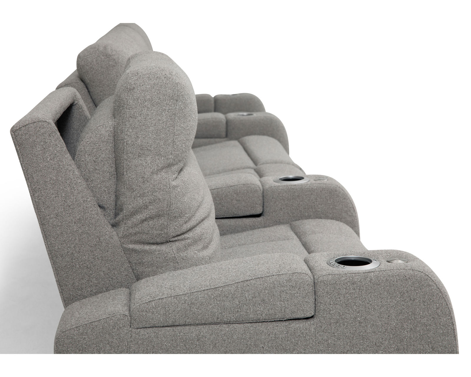 Virtue 41096 Triple Power Home Theater Sectional (+200 colors) - Includes LED lighting package with lighted cupholder and chair base