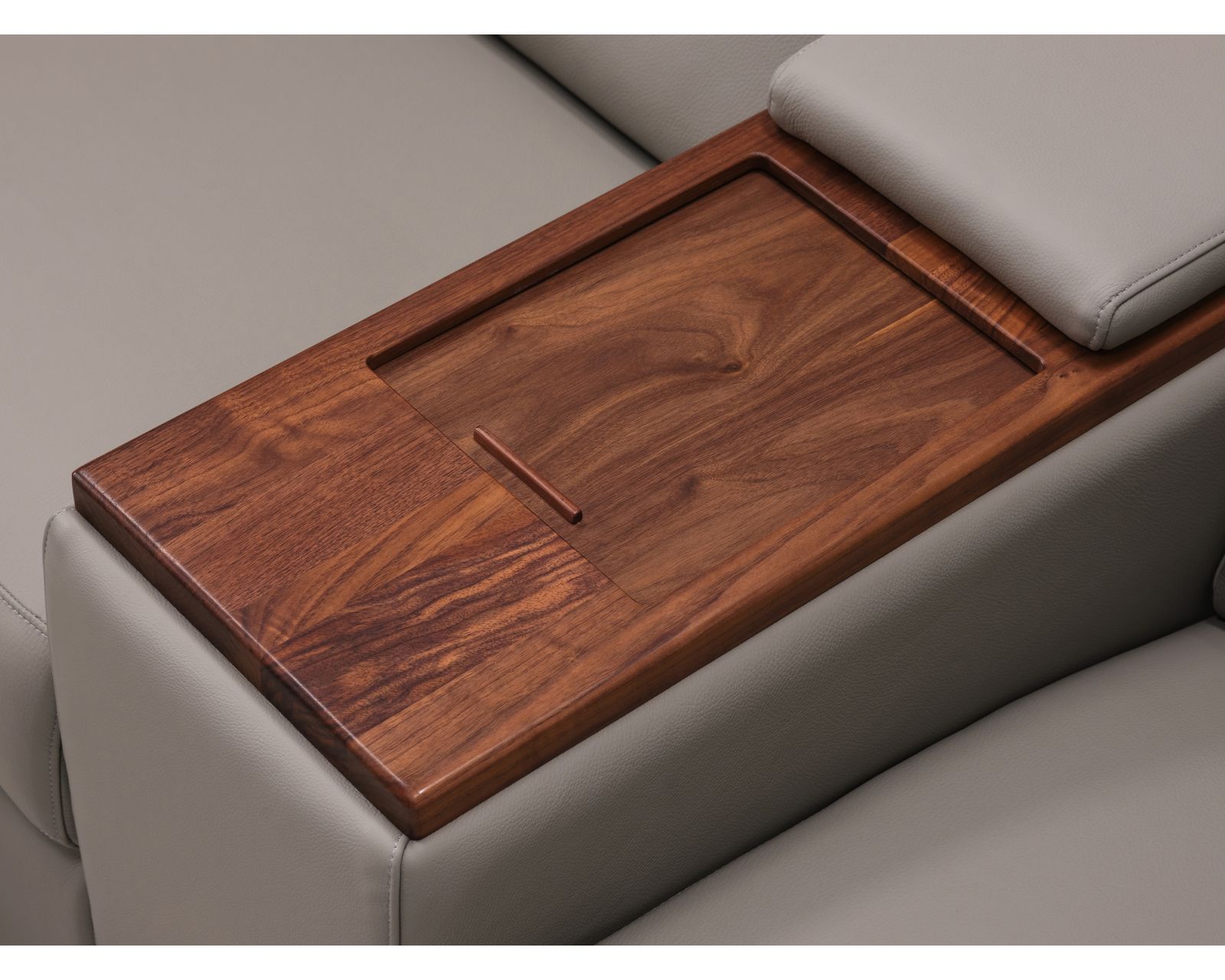 Reece 40109 Triple Power Reclining Sectional (+100 leathers) - Reece Entertainment Console with Storage (two wood finishes)