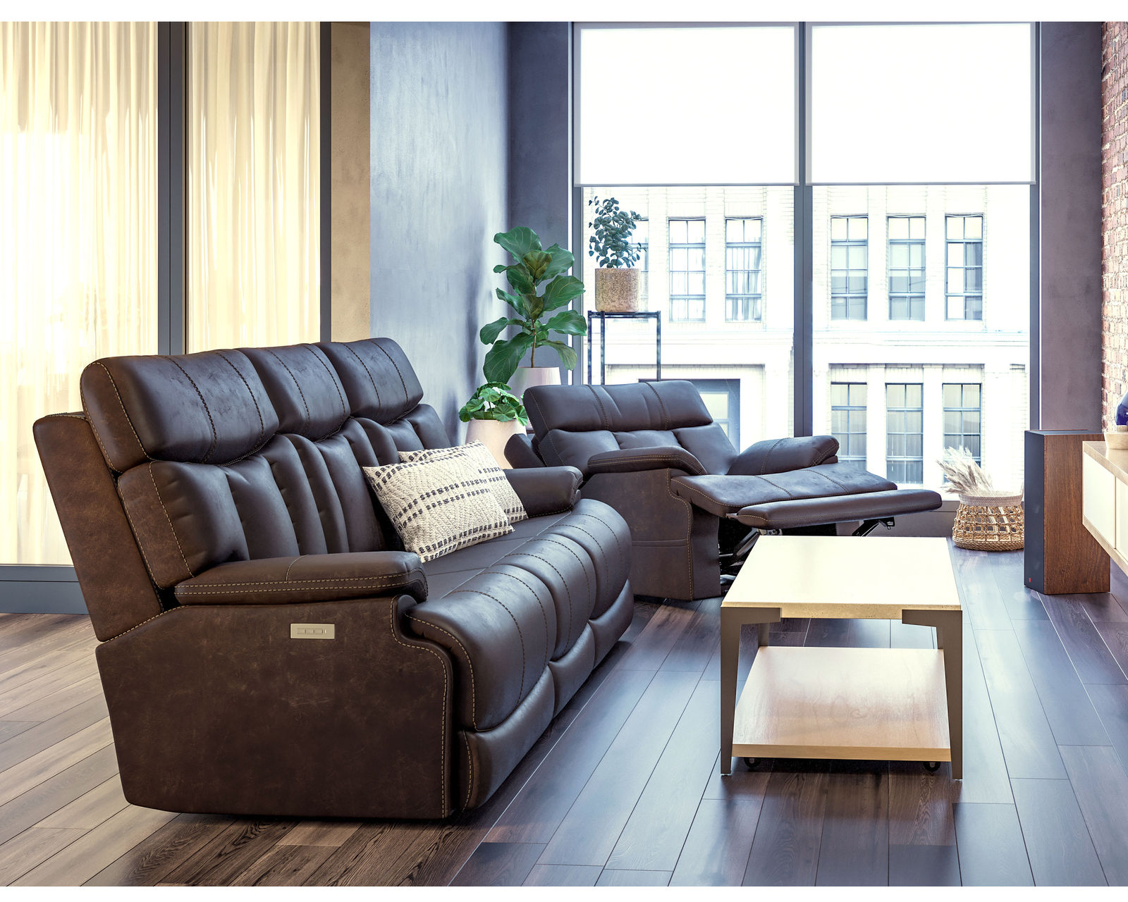 Clive Power Reclining Loveseat with Power Headrests and Lumbar (374-00) in stock
