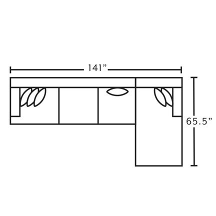 Layout D: Three Piece Sectional 141" x 65.5"
