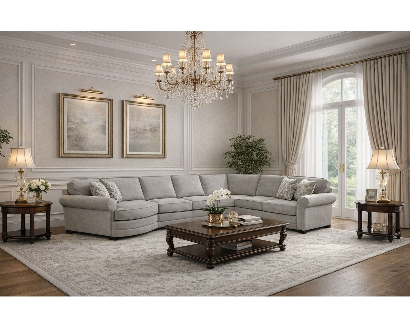 Brantley Stationary Sectional  (+100 Standard and Performance Fabrics) - Layout E: Three Piece Sectional 150" x 94"