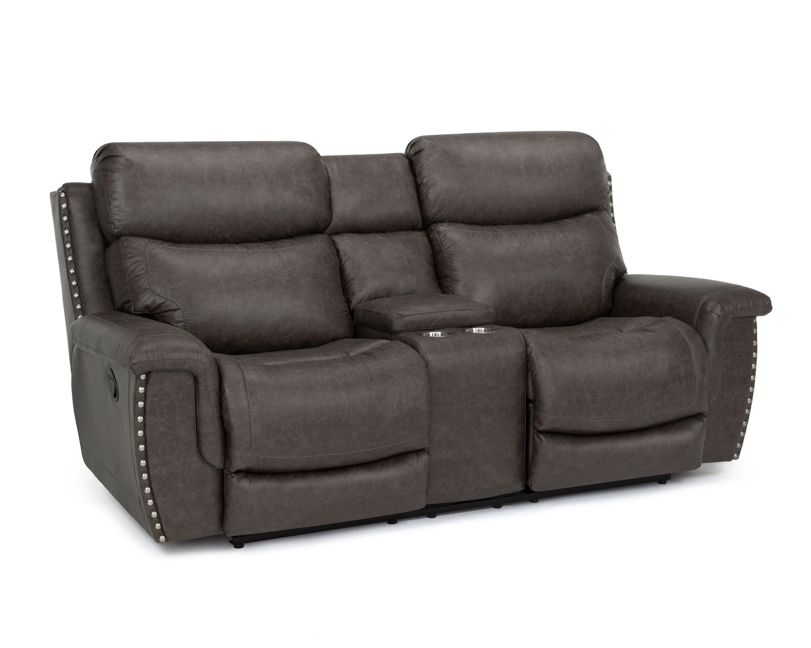 Brixton 647 Reclining Sofa (94") Steel Faux Leather Like Fabric - Brixton Reclining Console Loveseat