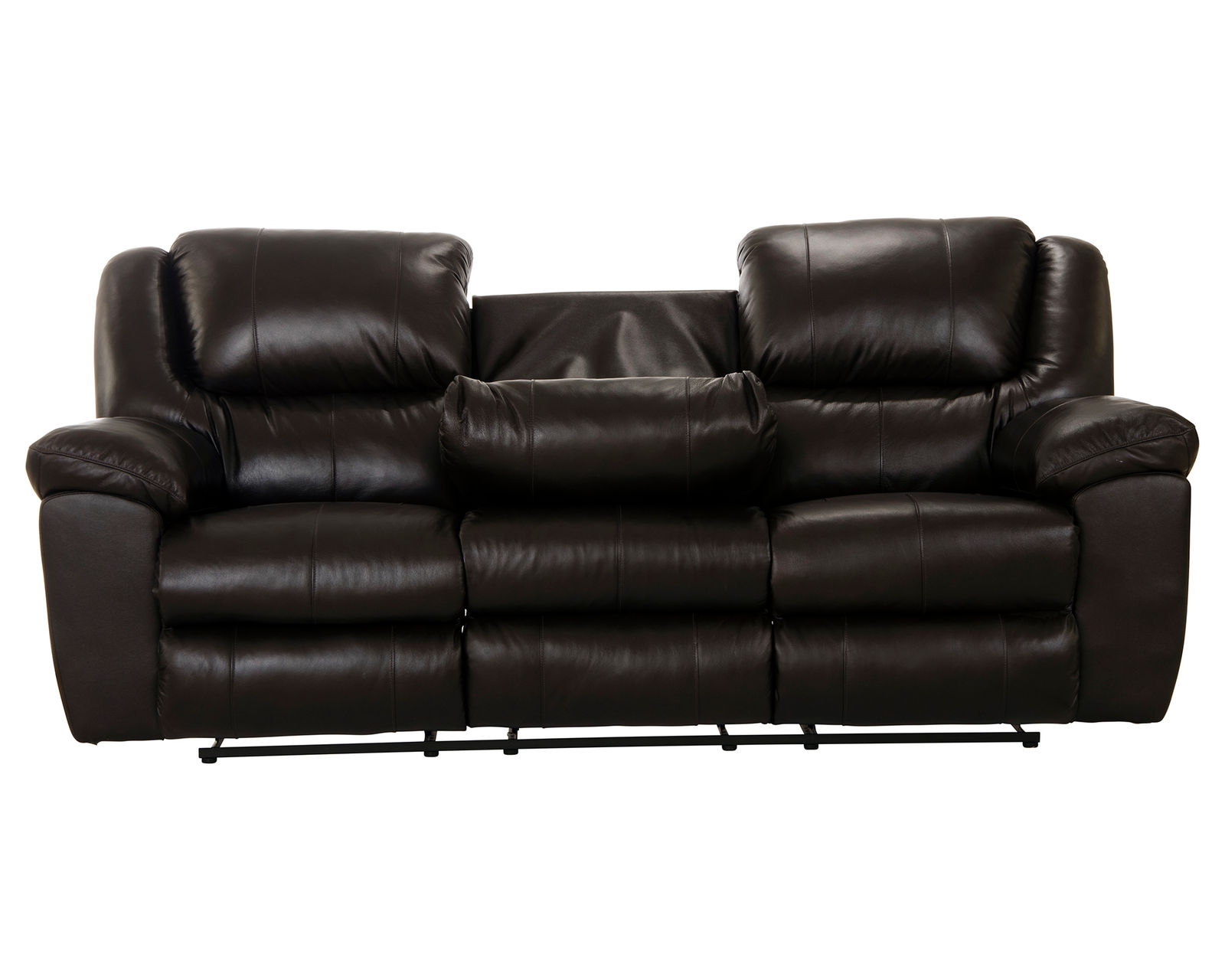 Transformer II Ultimate 90" Italian Leather Sofa w/3 Recliners & Drop Down Table - Downdown Table Includes Cupholders