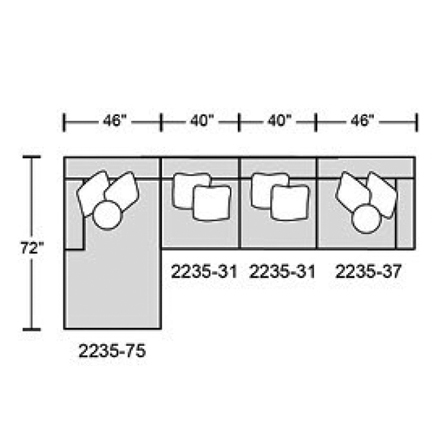 Layout D: Four Piece Sectional 72" x 172