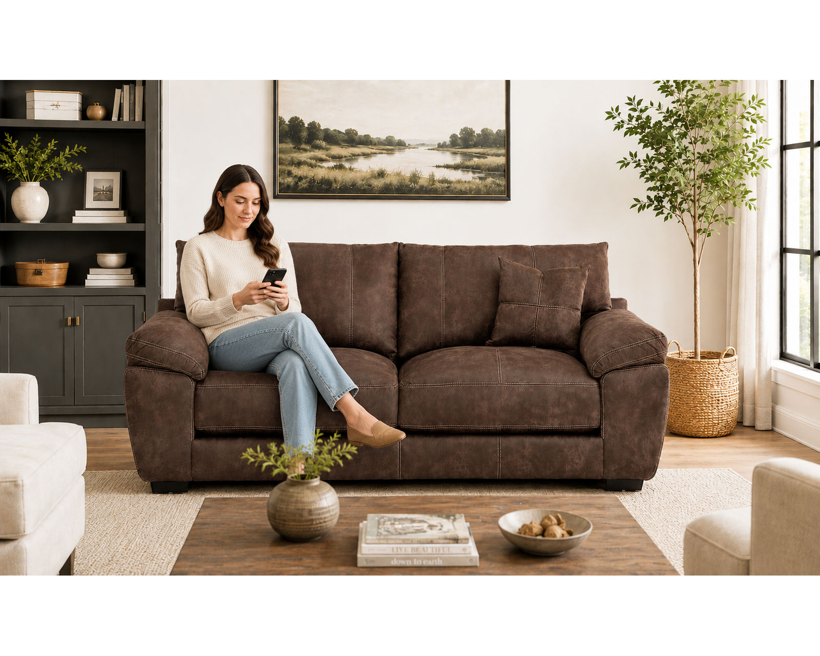 Teagan 95" Sofa (Best-Selling Style. Leather-Like Luxury) - Designer Style Without the Designer Price.