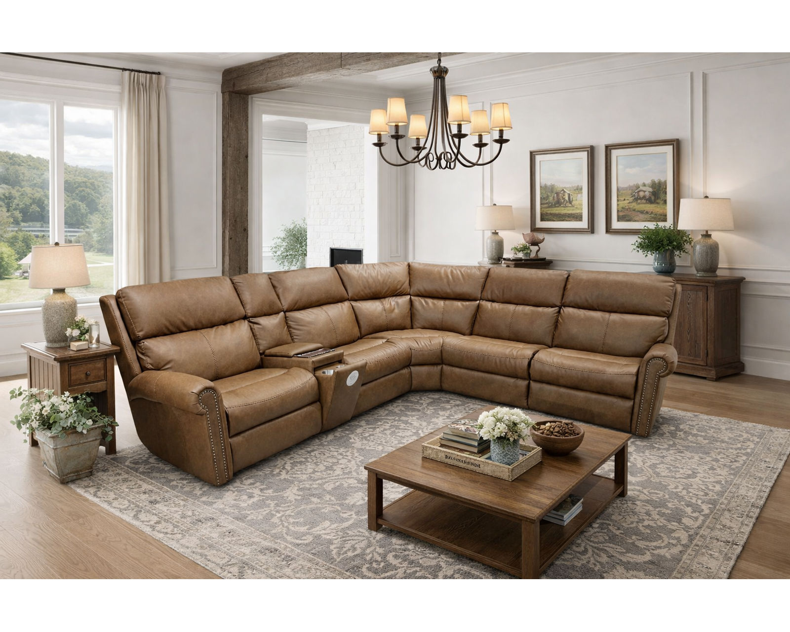 Bernard Triple Power Zero Gravity Leather Reclining Sectional (+20 leathers) - All Recliners Feature Zero Gravity Reclining Mechanism