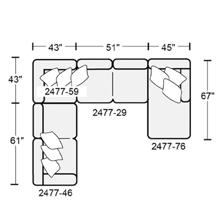 Layout D: Four Piece Sectional 104" x 139" x 67"