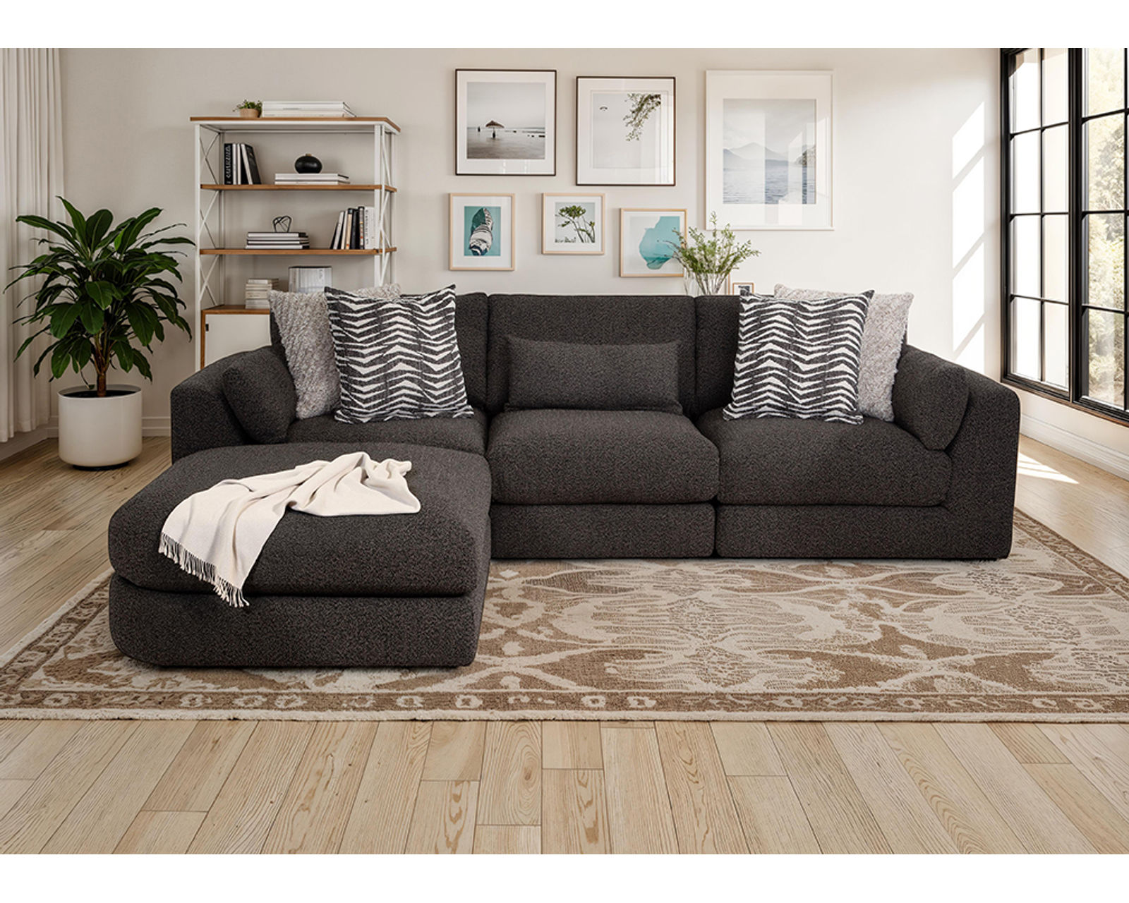 Laney 938 Modular Sectional (Modern Comfort with a Softer Point of View) - Bumper Ottoman Can Be Placed on the Left or Right Side