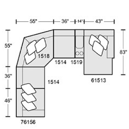Layout H: Six Piece Sectional 137"x 148" x 83"