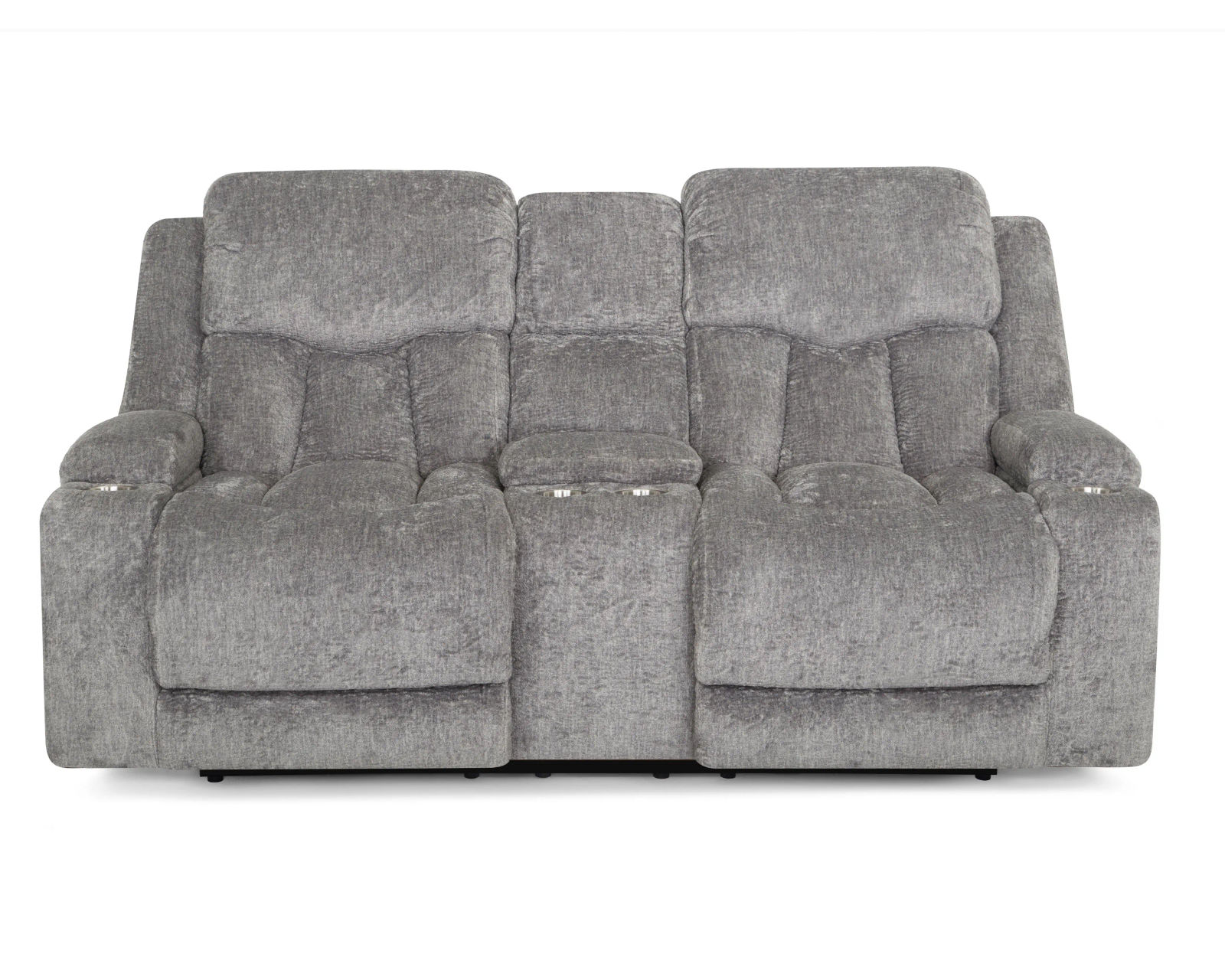Denali 90" Power Reclining Sofa with Fold Down Table, Lights, USB, Wireless Charging, Dual Arm Storage, Massage, Cupholders & Drawer (+3 colors) - Ash Fabric