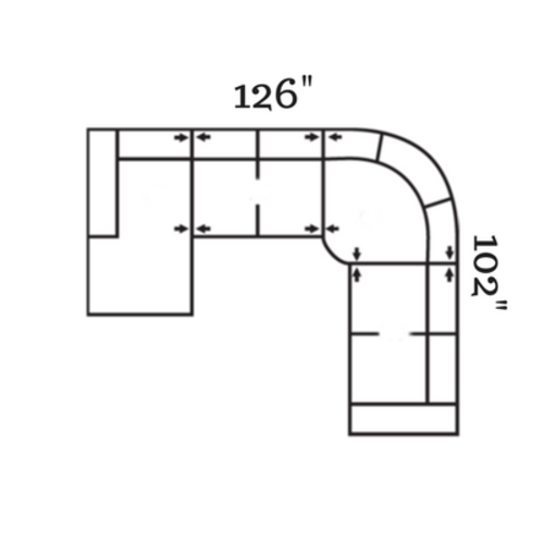Layout M: Four Piece Sectional 126" x 102"