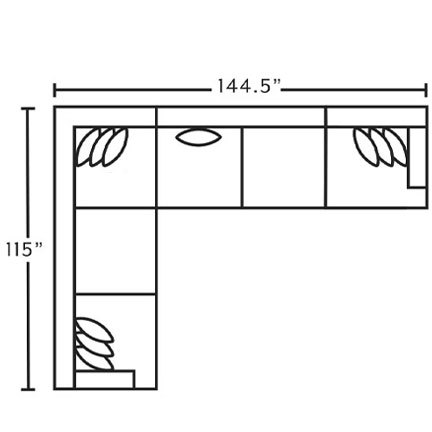 Layout I: Four Piece Sectional 115" x 144.5