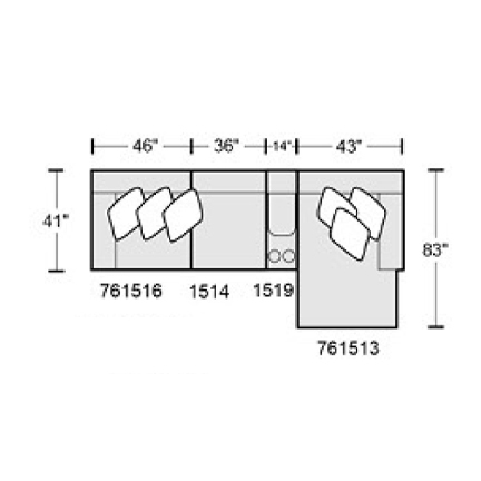Layout B: Four Piece Sectional 139" x 83"