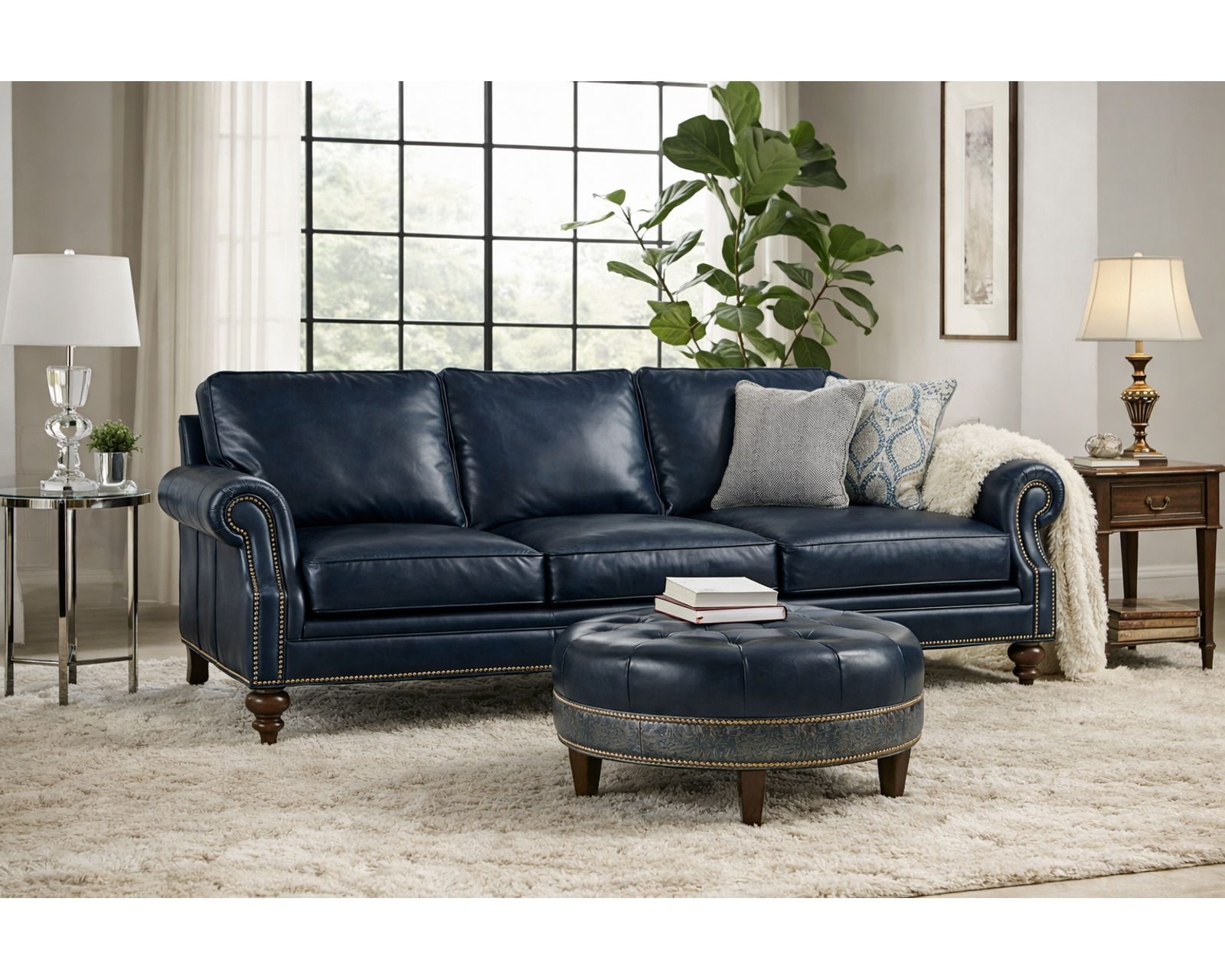Bradington Young West Haven 759 Sofa (12 leathers) 8-Way Hand Tie - West Haven Stationary Sofa 8-Way Hand Tie