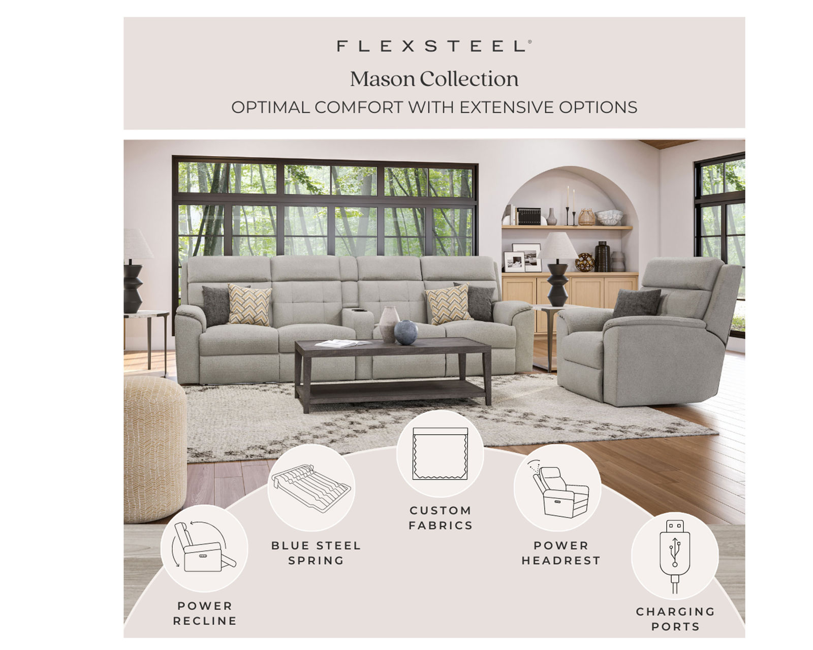 Mason Reclining Sectional (Colors Available)